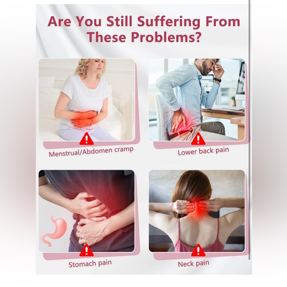 Portable USB Cordless Heating Pads w Massager for Back Pain Relief & Cramps - Picture 3 of 9